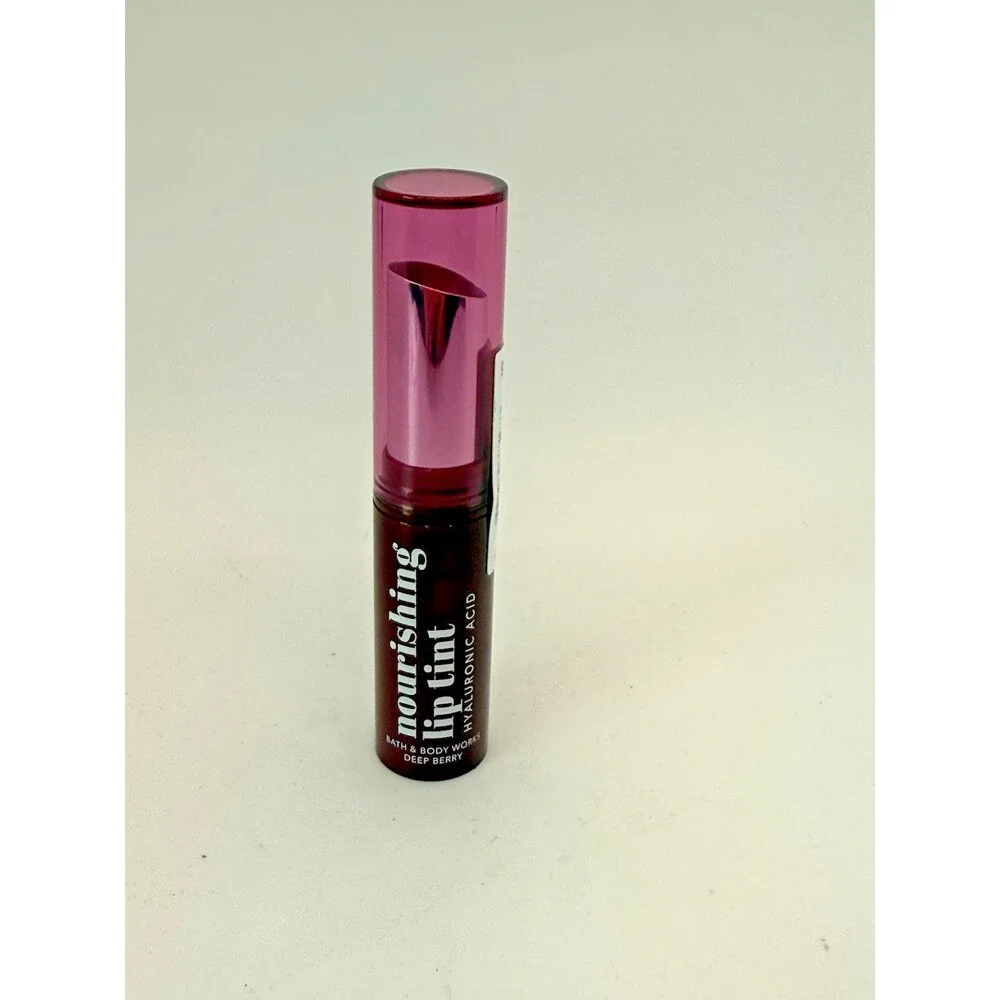 Bath & Body Works Lip Tint Stick Deep Berry New w/ Mirror Lipstick Case Set‎